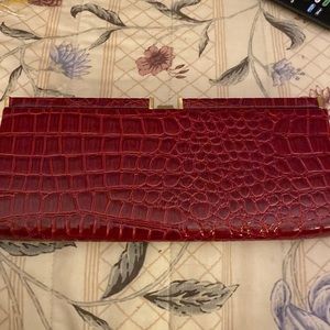 Red Faux Alligator Joan Rivers Clutch Evening Purse Bag Handbag NWOT